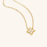 Dalia White Iris Clover Necklace