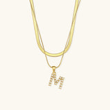 Lune Layered Gold Initial Letter Necklace