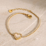 Rani Diamond Heart Tennis Bracelet