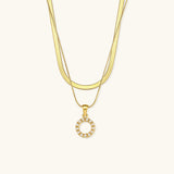 Lune Layered Gold Initial Letter Necklace