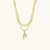 Lune Layered Gold Initial Letter Necklace
