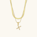 Lune Layered Gold Initial Letter Necklace