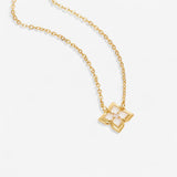 Dalia White Iris Clover Necklace